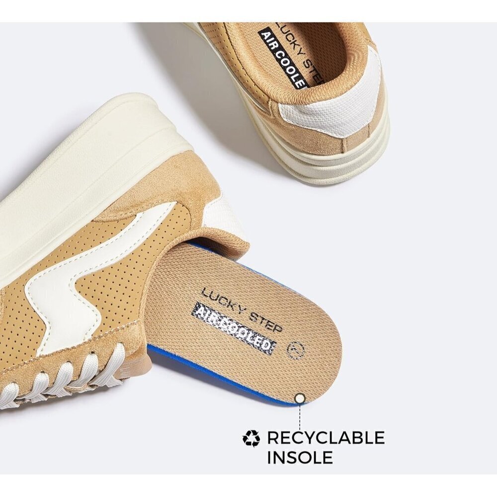 Women Platform CamelWhite Sneaker Thick Sole Suede Leather Low Top Walking Shoes - Picture 3 of 9